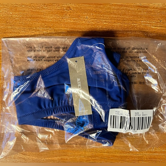 J. Crew Swim Heritage Scoopneck Bikini Top Size Small Blue $75 Retail NWT - Picture 8 of 8
